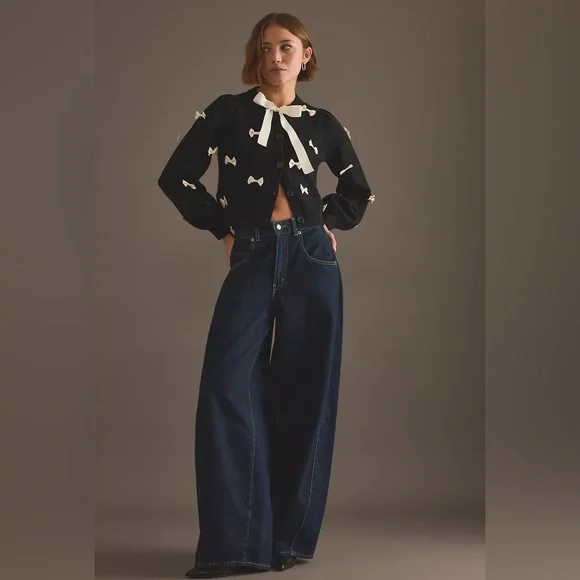 NWT Never Fully Dressed Bow Sophie Cardigan In Black - Picture 6 of 7